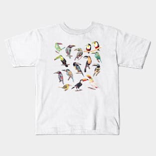 A Flock of Watercolor Toucans Kids T-Shirt